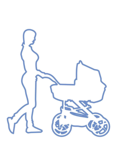 Mother Pushing Pram Family Silhouette Kids Tracing Shape, Free Vectors File